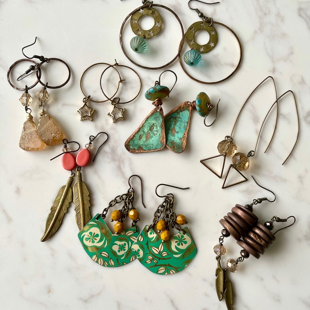Handmade Boho Earrings - Set of 8 pairs